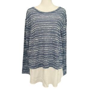 BCBGeneration Blue White Marled Shirt Tail Sweater Womens Size Large​​​